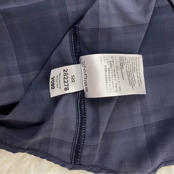 Outdoor Research Blue Grey Plaid Short Sleeve Nylon Button Down Shirt - Picture 10 of 11